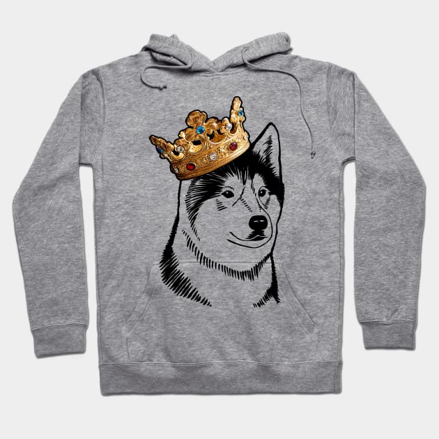 Alaskan Malamute Dog King Queen Wearing Crown Hoodie by millersye